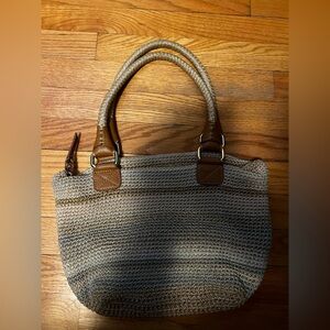 The Sak Woven Tan and Brown Shoulder Bag